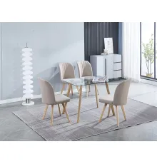 CONJUNTO MESA ACNES + 4 SILLAS LANE BEIG