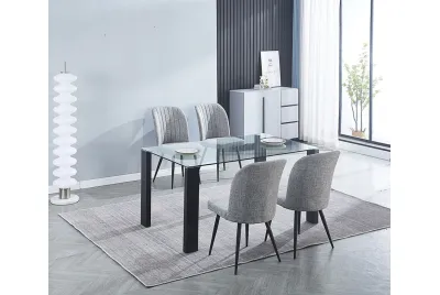 CONJUNTO MESA ALICE + 4 SILLAS RORY GRIS