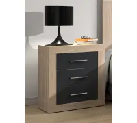 Mesita de noche 3 cajones Lara Cambria grafito