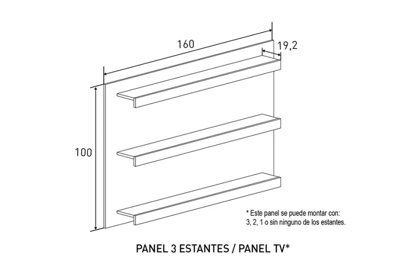 PANEL 3 ESTANTES/TV CHELLEN CAMBRIA PANEL 3 ESTANTES/TV CHELLEN CAMBRIA