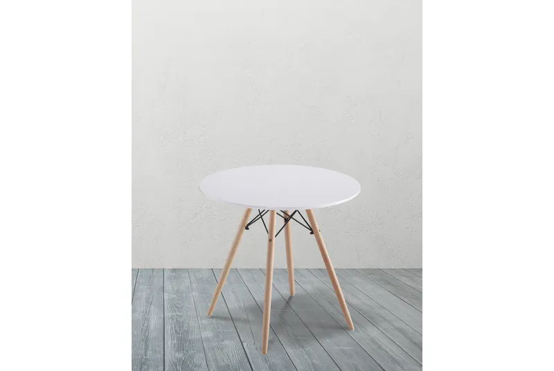 MESA REDONDA 4 PATAS MADERA DINAMARCA BLANCO