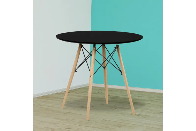 MESA REDONDA 4 PATAS MADERA DINAMARCA NEGRO