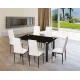 CONJUNTO MESA EMI NEGRA + 6 SILLAS EMI BLANCAS