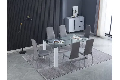 CONJUNTO MESA HANA BLANCA + 6 SILLAS SAKURA MARENGO
