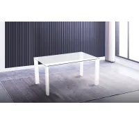 MESA COMEDOR FIJA TAPA CRISTAL HANA BLANCO