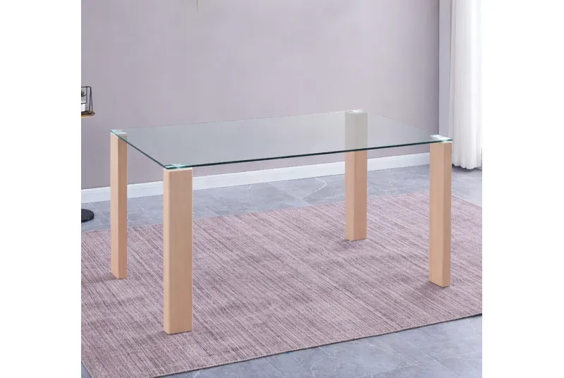 MESA COMEDOR FIJA TAPA CRISTAL HANA CAMBRIA