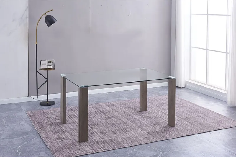 MESA COMEDOR FIJA TAPA CRISTAL HANA CAMBRIA