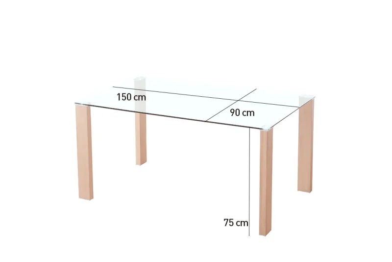 MESA COMEDOR FIJA TAPA CRISTAL HANA CAMBRIA
