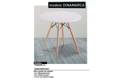 MESA REDONDA 4 PATAS MADERA DINAMARCA BLANCO