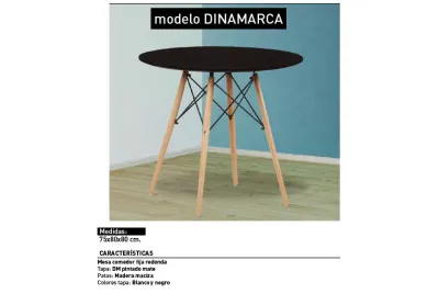 MESA REDONDA 4 PATAS MADERA DINAMARCA NEGRO