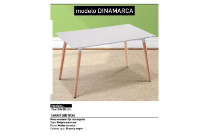 MESA RECTANGULAR 120CM P/MADERA DINAMARCA BLANCO