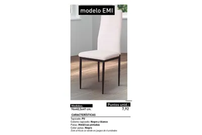 JUEGO DE 6 SILLAS TAP.PU P/NEGRA EMI BLANCO