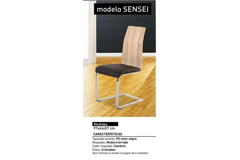 JUEGO DE 4 SILLAS TAP.PU NEGRO SENSEI CAMBRI JUEGO DE 4 SILLAS TAP.PU NEGRO SENSEI CAMBRI