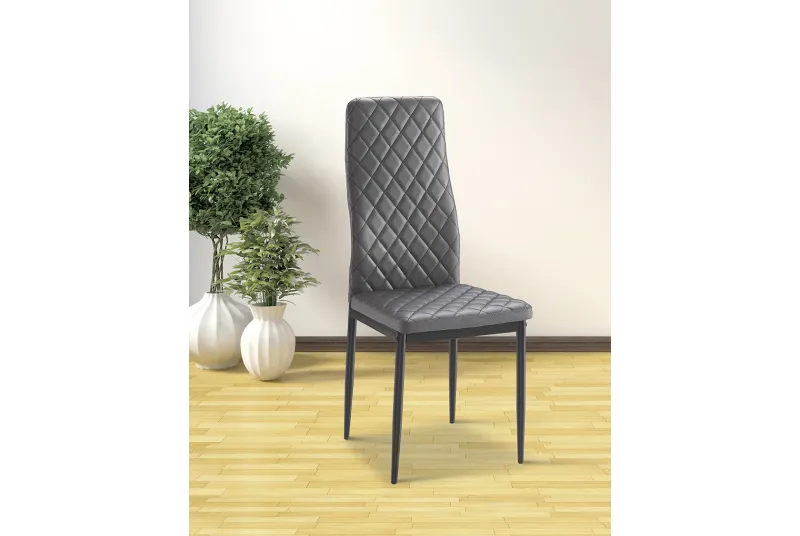 JUEGO DE 6 SILLAS TAP.PU P/NEGRA MARMOL GRIS