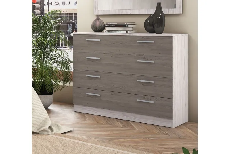 COMODA 4 CAJONES MONIKA ANDERSEN PINO-GRIS
