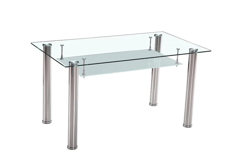 MESA COMEDOR FIJA T/CRISTAL PRANZO ACERO