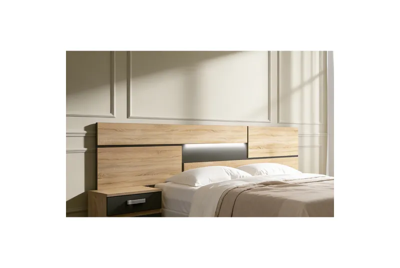 CABECERO CON LEDS 260 CM. PRIEGO CAMBRIA-GRAFITO