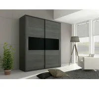 Armario de 2 puertas correderas Rambla color ceniza y negro