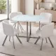 MESA COMEDOR FIJA +4 SILLAS TECA BLANCO