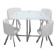 MESA COMEDOR FIJA +4 SILLAS TECA BLANCO