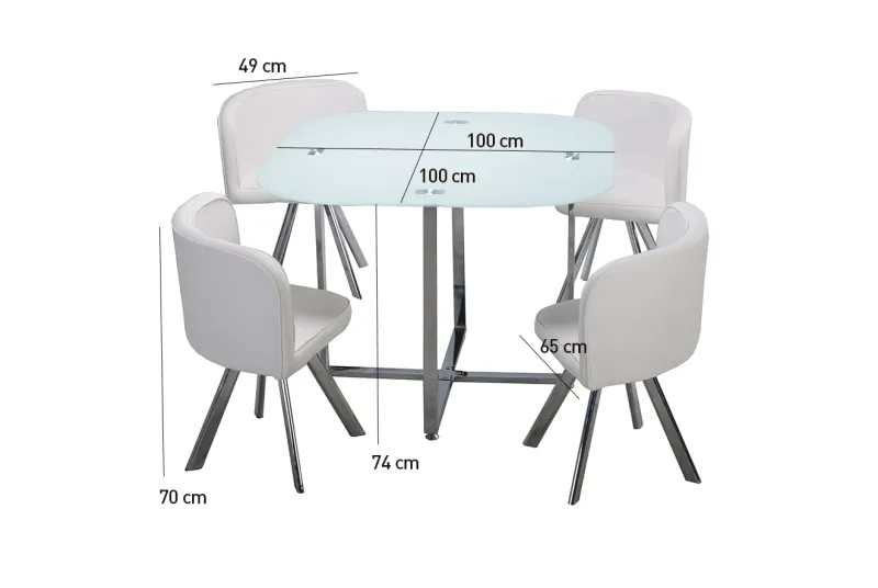 MESA COMEDOR FIJA +4 SILLAS TECA BLANCO
