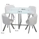 MESA COMEDOR FIJA +4 SILLAS TECA BLANCO