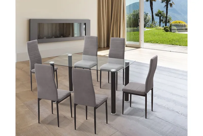 CONJUNTO MESA YURI + 6 SILLAS YURI NEGRO CONJUNTO MESA YURI + 6 SILLAS YURI NEGRO