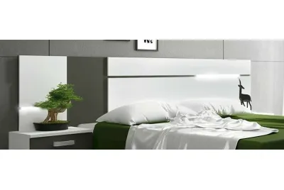 CABECERO CON LEDS 260 CM. CABRA BLANCO-GRAFITO
