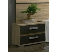 Mesita de noche 2 cajones Priego Cambria grafito