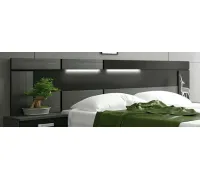 CABECERO CON LEDS 260 CM. RAMBLA CENIZA-NEGRO