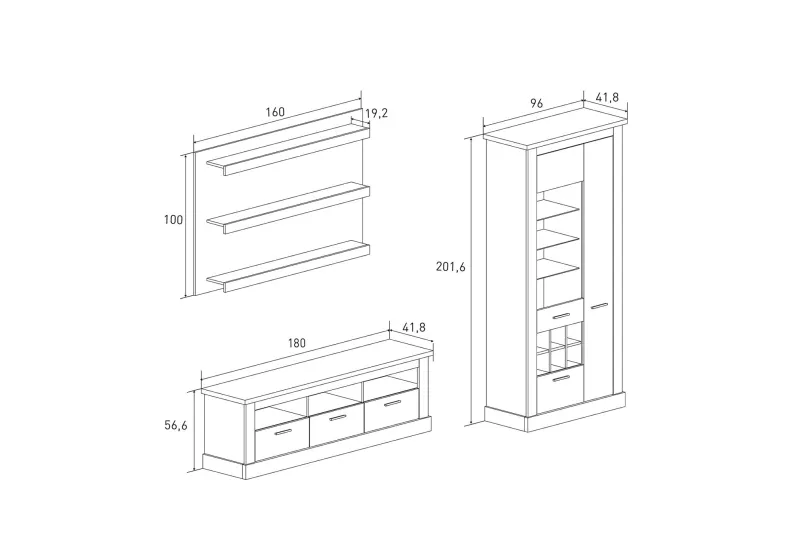 COMPOSICION APILABLE 276CM. CHELLEN AMBIENTE 2 CAMBRIA-BLANCO