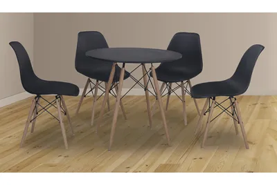 CONJUNTO DINAMARCA NEGRO MESA REDONDA + 4 SILLAS