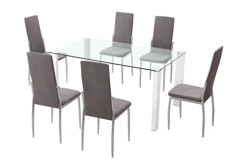 CONJUNTO MESA HANA BLANCA + 6 SILLAS SAKURA MARENGO