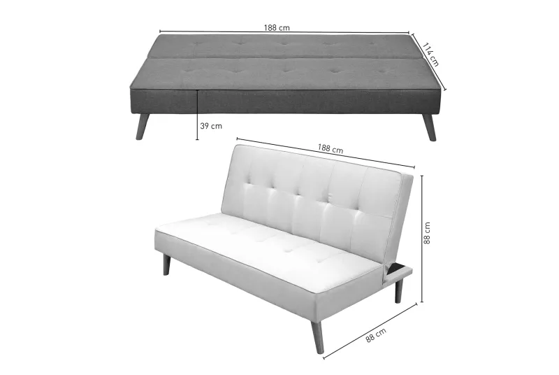 SOFA CAMA CLIC-CLAC PATA MADERA UNAI AZUL OSCURO