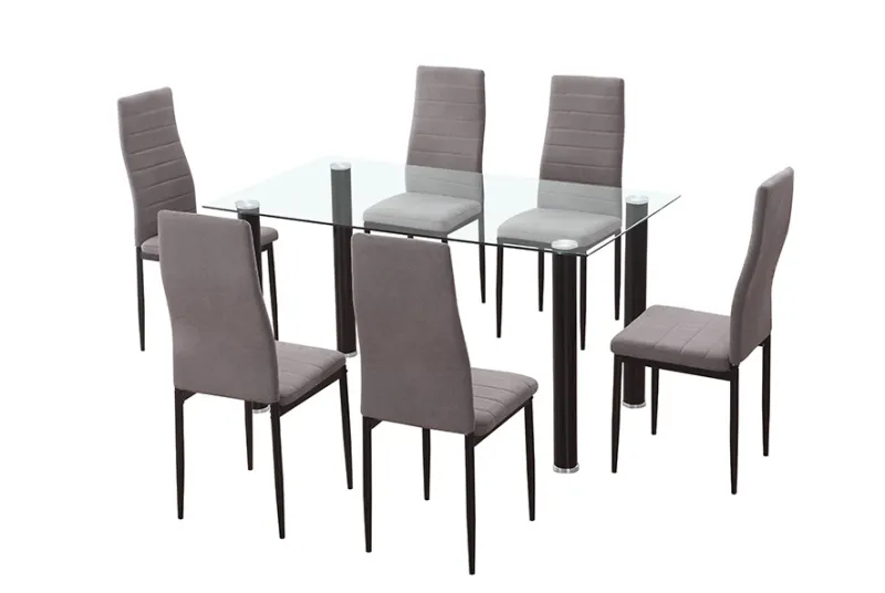 CONJUNTO MESA YURI + 6 SILLAS YURI NEGRO