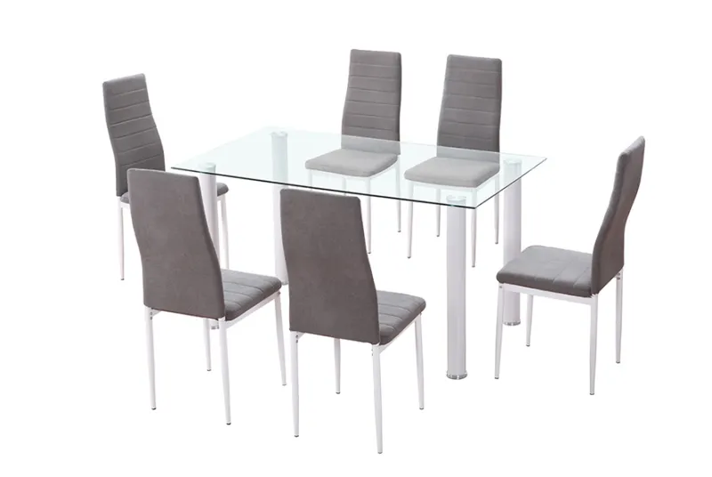 CONJUNTO MESA YURI BLANCA + 6 SILLAS YURI BLANCAS