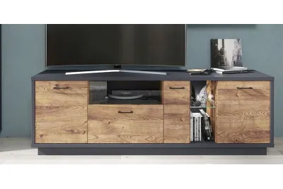 BAJO TV LUCES LED EUROPA GRAFITO-ROBLE