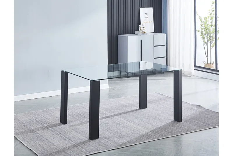 MESA COMEDOR FIJA T/CRIS TRANSPARENTE ALICE NEGRO