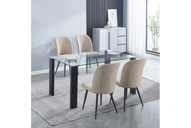 CONJUNTO MESA ALICE + 4 SILLAS RORY BEIG