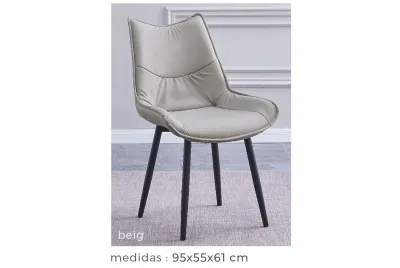 JUEGO DE 2 SILLAS TAP.PU P/METAL CALISTA BEIG