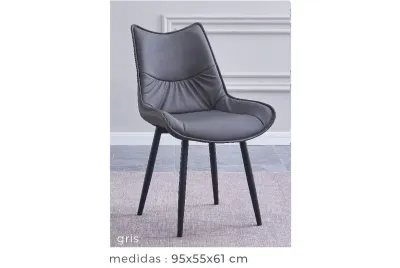 JUEGO DE 2 SILLAS TAP.PU P/METAL CALISTA GRIS