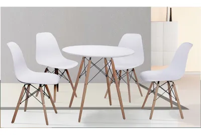 CONJUNTO DINAMARCA BLANCO MESA REDONDA+4 SILLAS