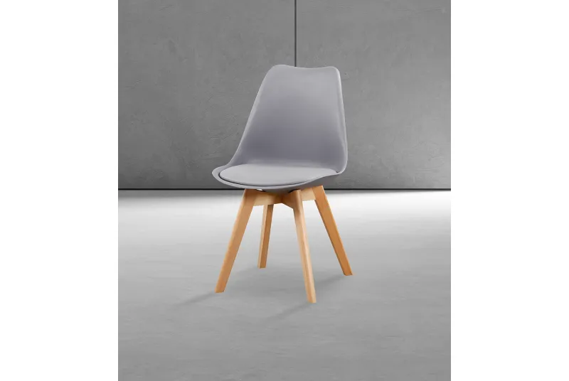 JUEGO DE 4 SILLAS TAP.PU P/MADERA FINA GRIS