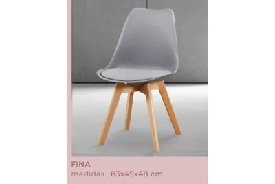 JUEGO DE 4 SILLAS TAP.PU P/MADERA FINA GRIS