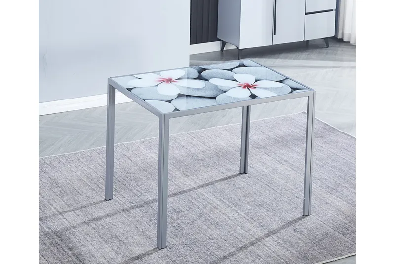 MESA COCINA FIJA T/IMPRESA FLORES GRIS