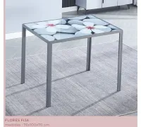 MESA COCINA FIJA T/IMPRESA FLORES GRIS