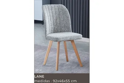 JUEGO DE 4 SILLAS T.TELA P/MADERA LANE GRIS