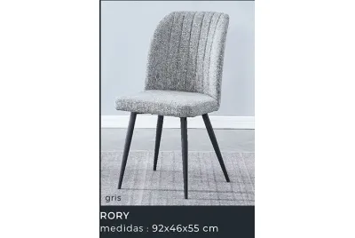 JUEGO DE 4 SILLAS T.TELA P/NEGRA RORY GRIS