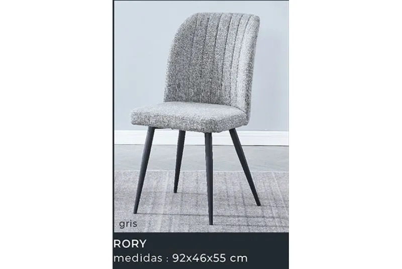 JUEGO DE 4 SILLAS T.TELA P/NEGRA RORY GRIS JUEGO DE 4 SILLAS T.TELA P/NEGRA RORY GRIS