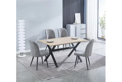 CONJUNTO MESA ROYCE + 4 SILLAS RORY GRIS